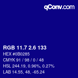 カラーコード: RGB 11.7 2.6 133 | qconv.com