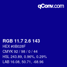 カラーコード: RGB 11.7 2.6 143 | qconv.com