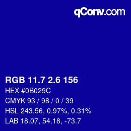 カラーコード: RGB 11.7 2.6 156 | qconv.com