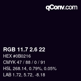 カラーコード: RGB 11.7 2.6 22 | qconv.com