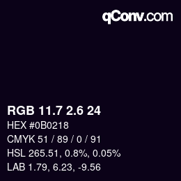 カラーコード: RGB 11.7 2.6 24 | qconv.com
