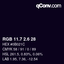 カラーコード: RGB 11.7 2.6 28 | qconv.com