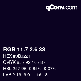 カラーコード: RGB 11.7 2.6 33 | qconv.com