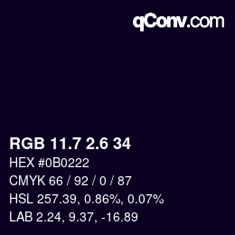 カラーコード: RGB 11.7 2.6 34 | qconv.com