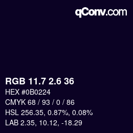 カラーコード: RGB 11.7 2.6 36 | qconv.com