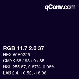 カラーコード: RGB 11.7 2.6 37 | qconv.com