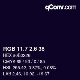 カラーコード: RGB 11.7 2.6 38 | qconv.com