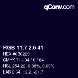 カラーコード: RGB 11.7 2.6 41 | qconv.com