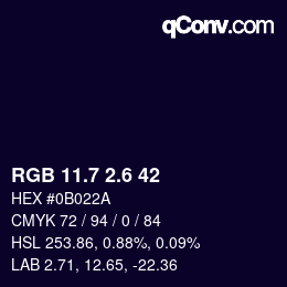 カラーコード: RGB 11.7 2.6 42 | qconv.com