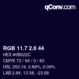 カラーコード: RGB 11.7 2.6 44 | qconv.com