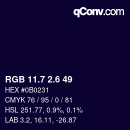 カラーコード: RGB 11.7 2.6 49 | qconv.com