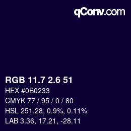 カラーコード: RGB 11.7 2.6 51 | qconv.com