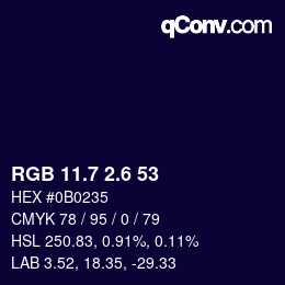 カラーコード: RGB 11.7 2.6 53 | qconv.com