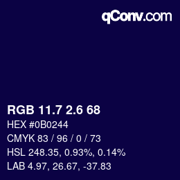 カラーコード: RGB 11.7 2.6 68 | qconv.com