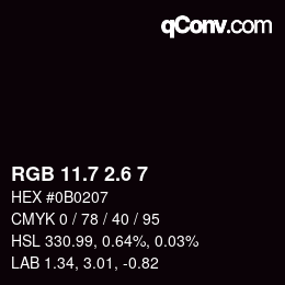 カラーコード: RGB 11.7 2.6 7 | qconv.com