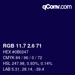 カラーコード: RGB 11.7 2.6 71 | qconv.com