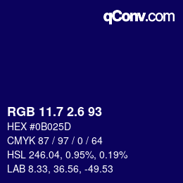 カラーコード: RGB 11.7 2.6 93 | qconv.com