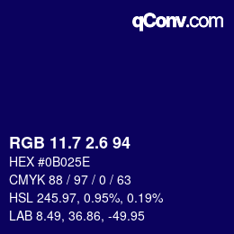 カラーコード: RGB 11.7 2.6 94 | qconv.com