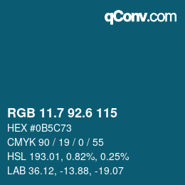 カラーコード: RGB 11.7 92.6 115 | qconv.com