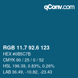 カラーコード: RGB 11.7 92.6 123 | qconv.com