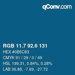 カラーコード: RGB 11.7 92.6 131 | qconv.com