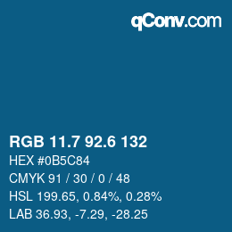 カラーコード: RGB 11.7 92.6 132 | qconv.com