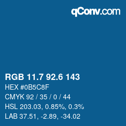 カラーコード: RGB 11.7 92.6 143 | qconv.com