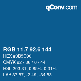 カラーコード: RGB 11.7 92.6 144 | qconv.com
