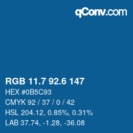 カラーコード: RGB 11.7 92.6 147 | qconv.com