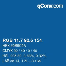 カラーコード: RGB 11.7 92.6 154 | qconv.com