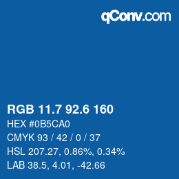 カラーコード: RGB 11.7 92.6 160 | qconv.com