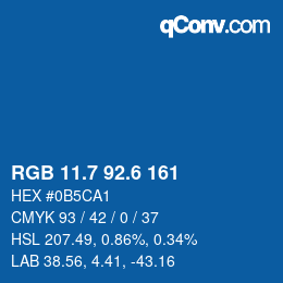カラーコード: RGB 11.7 92.6 161 | qconv.com