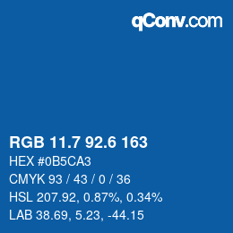 カラーコード: RGB 11.7 92.6 163 | qconv.com