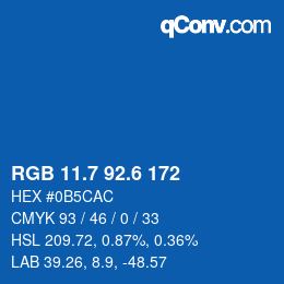 カラーコード: RGB 11.7 92.6 172 | qconv.com