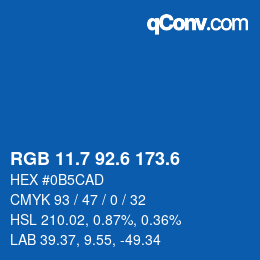 カラーコード: RGB 11.7 92.6 173.6 | qconv.com