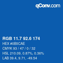 カラーコード: RGB 11.7 92.6 174 | qconv.com