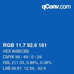 カラーコード: RGB 11.7 92.6 181 | qconv.com
