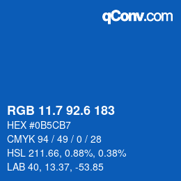 カラーコード: RGB 11.7 92.6 183 | qconv.com