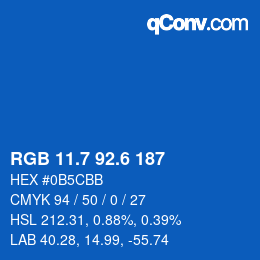 カラーコード: RGB 11.7 92.6 187 | qconv.com
