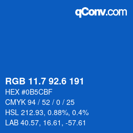 カラーコード: RGB 11.7 92.6 191 | qconv.com