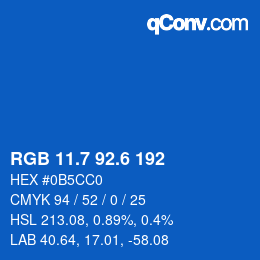 カラーコード: RGB 11.7 92.6 192 | qconv.com