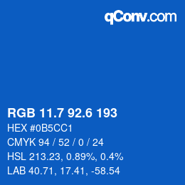 カラーコード: RGB 11.7 92.6 193 | qconv.com