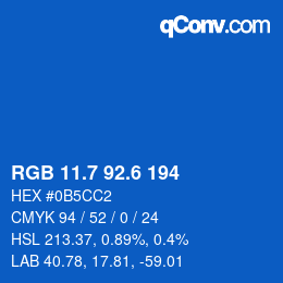 カラーコード: RGB 11.7 92.6 194 | qconv.com