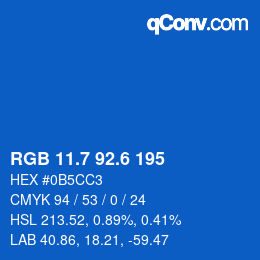 カラーコード: RGB 11.7 92.6 195 | qconv.com