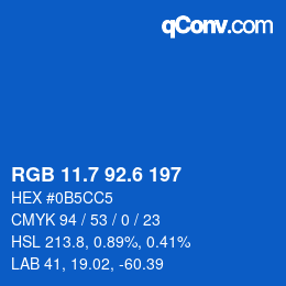 カラーコード: RGB 11.7 92.6 197 | qconv.com