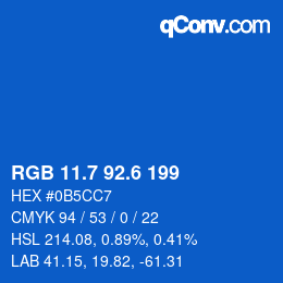 カラーコード: RGB 11.7 92.6 199 | qconv.com