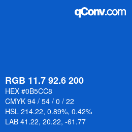 カラーコード: RGB 11.7 92.6 200 | qconv.com
