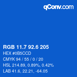 カラーコード: RGB 11.7 92.6 205 | qconv.com