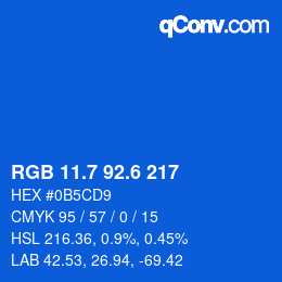 カラーコード: RGB 11.7 92.6 217 | qconv.com