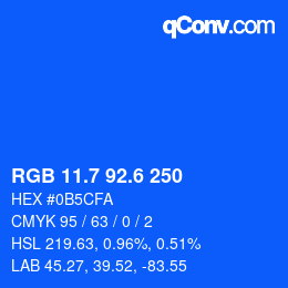 カラーコード: RGB 11.7 92.6 250 | qconv.com